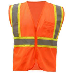 Standard Class 2 Two Tone Mesh Zipper Safety Vest - Orange
