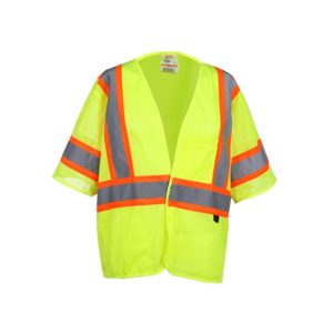Standard Class 3 Two Tone Mesh Hook & Loop Safety Vest - Lime