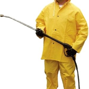 3 piece yellow rainsuit, .35 mm, PVC/polyester, detachable hood