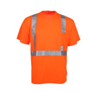 Standard Class 2 Moisture Wicking Short Sleeve Safety T-Shirt with Chest Pocket - Orange