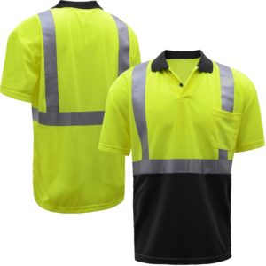 Class 2 Moisture Wicking Polo Shirt - Navy Bottom-Lime