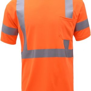 Class 3 Moisture Wicking Short Sleeve Safety T-Shirt with Chest Pocket - Lime