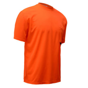 Moisture Wicking Short Sleeve Safety T-Shirt with Chest Pocket - Orange