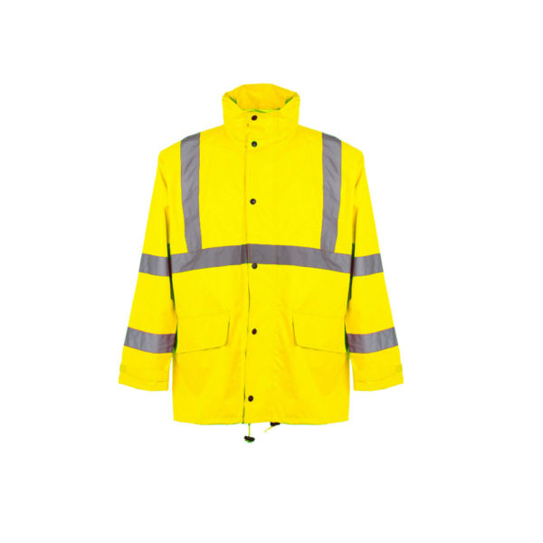Class 3 Rain Jacket with 2 Patch Pockets - Lime