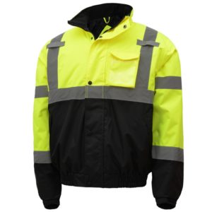 Class 3 Waterproof Quilt-Lined Bomber Jacket - Lime with Black Bottom