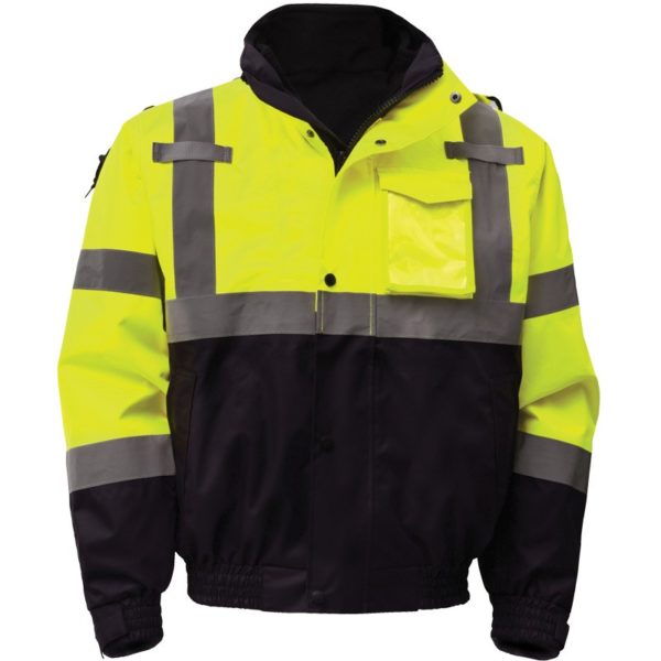 Class 3 3-IN-1 Waterproof Bomber with New Removable Fleece - Lime with Black Bottom