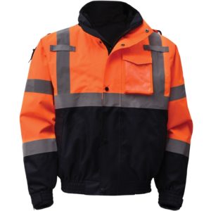 Class 3 3-IN-1 Waterproof Bomber with New Removable Fleece - Orange with Black Bottom
