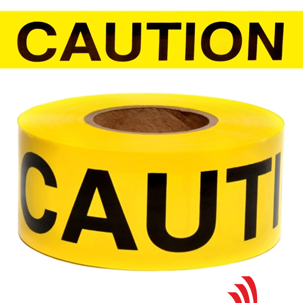 Yellow caution tape, 3 mil, 3"X1000'